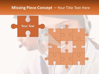 A Woman Wearing A Headset With A Man In The Background PowerPoint Template