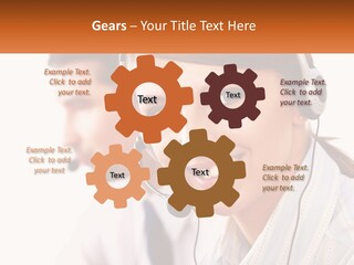 A Woman Wearing A Headset With A Man In The Background PowerPoint Template