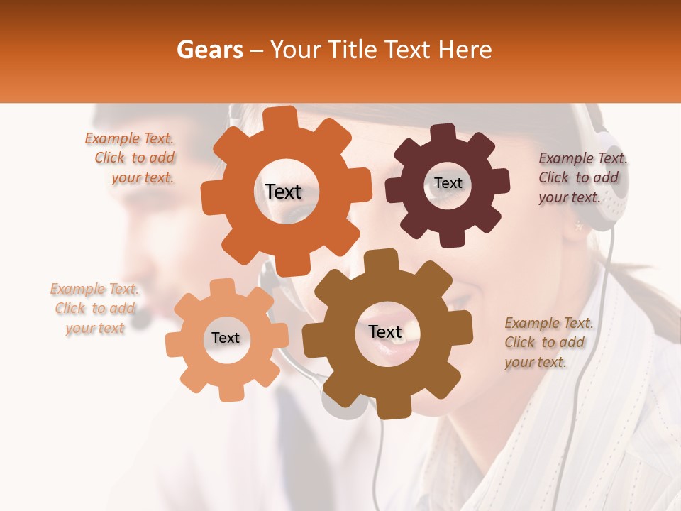 A Woman Wearing A Headset With A Man In The Background PowerPoint Template