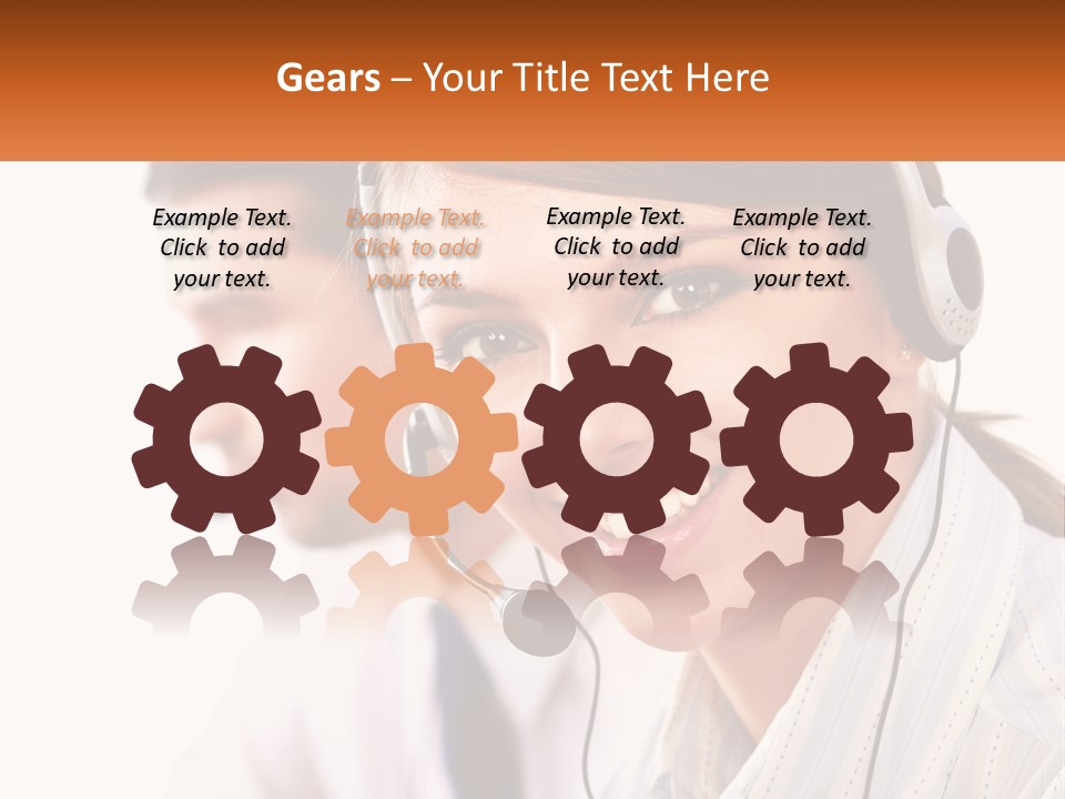 A Woman Wearing A Headset With A Man In The Background PowerPoint Template