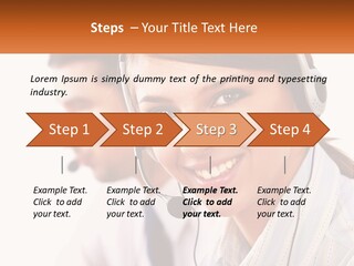 A Woman Wearing A Headset With A Man In The Background PowerPoint Template
