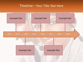 A Woman Wearing A Headset With A Man In The Background PowerPoint Template