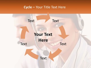 A Woman Wearing A Headset With A Man In The Background PowerPoint Template