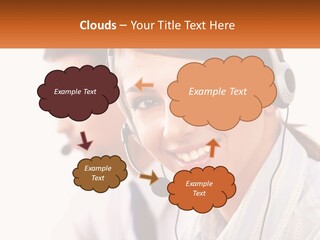 A Woman Wearing A Headset With A Man In The Background PowerPoint Template