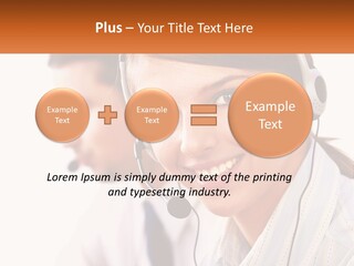 A Woman Wearing A Headset With A Man In The Background PowerPoint Template