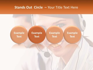 A Woman Wearing A Headset With A Man In The Background PowerPoint Template