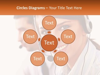 A Woman Wearing A Headset With A Man In The Background PowerPoint Template