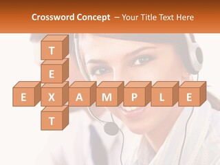 A Woman Wearing A Headset With A Man In The Background PowerPoint Template