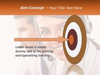 A Woman Wearing A Headset With A Man In The Background PowerPoint Template