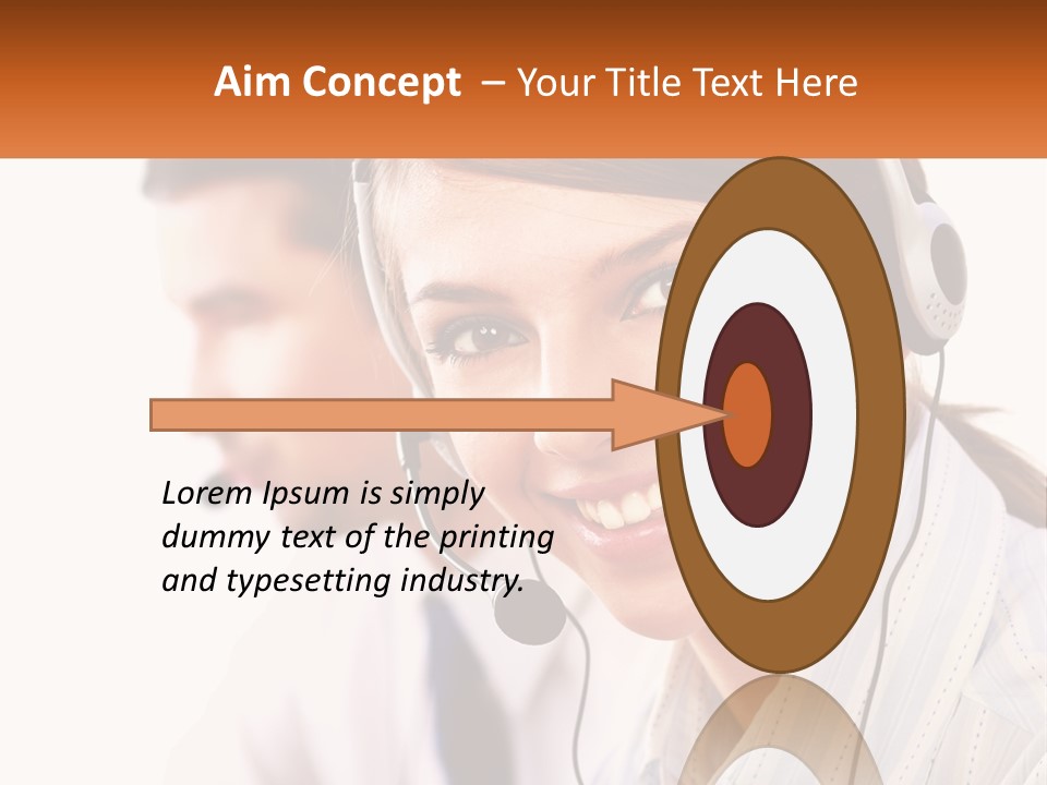 A Woman Wearing A Headset With A Man In The Background PowerPoint Template