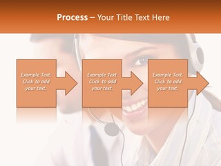 A Woman Wearing A Headset With A Man In The Background PowerPoint Template