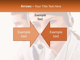 A Woman Wearing A Headset With A Man In The Background PowerPoint Template