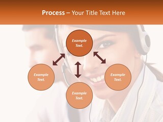 A Woman Wearing A Headset With A Man In The Background PowerPoint Template