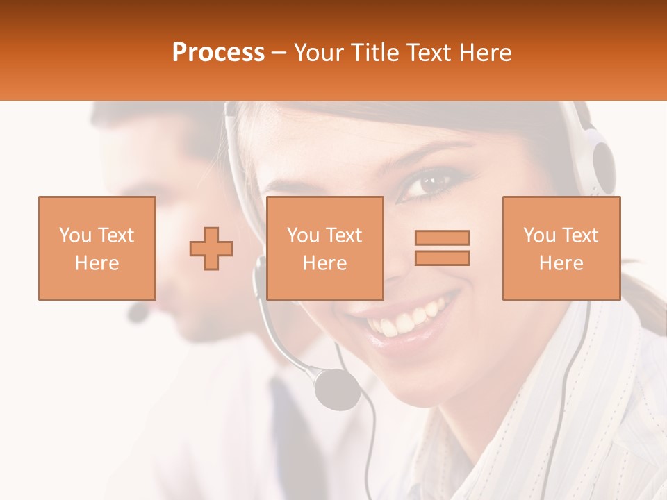 A Woman Wearing A Headset With A Man In The Background PowerPoint Template