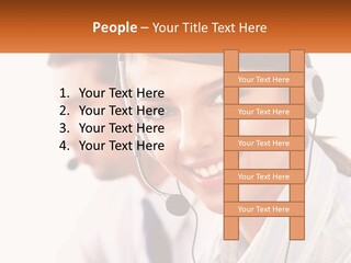 A Woman Wearing A Headset With A Man In The Background PowerPoint Template