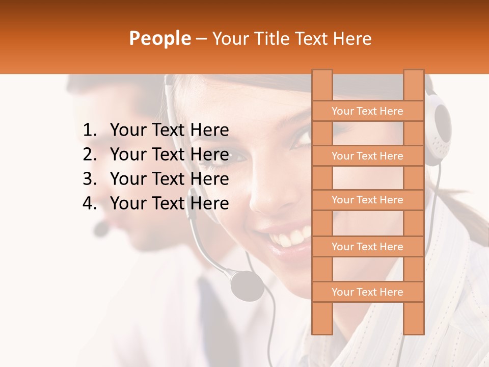 A Woman Wearing A Headset With A Man In The Background PowerPoint Template