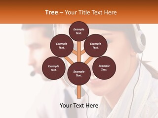 A Woman Wearing A Headset With A Man In The Background PowerPoint Template