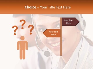 A Woman Wearing A Headset With A Man In The Background PowerPoint Template