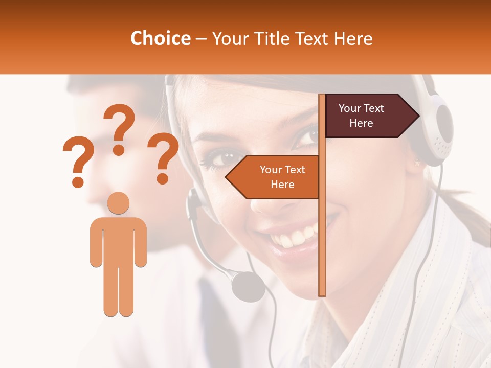 A Woman Wearing A Headset With A Man In The Background PowerPoint Template