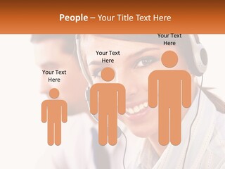 A Woman Wearing A Headset With A Man In The Background PowerPoint Template