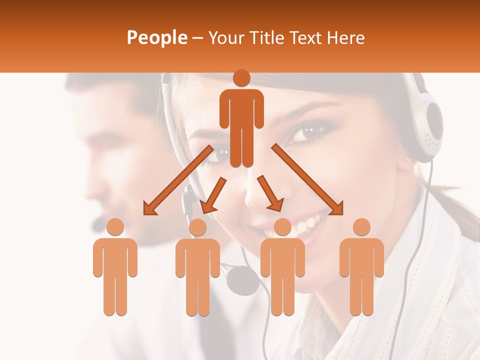 A Woman Wearing A Headset With A Man In The Background PowerPoint Template
