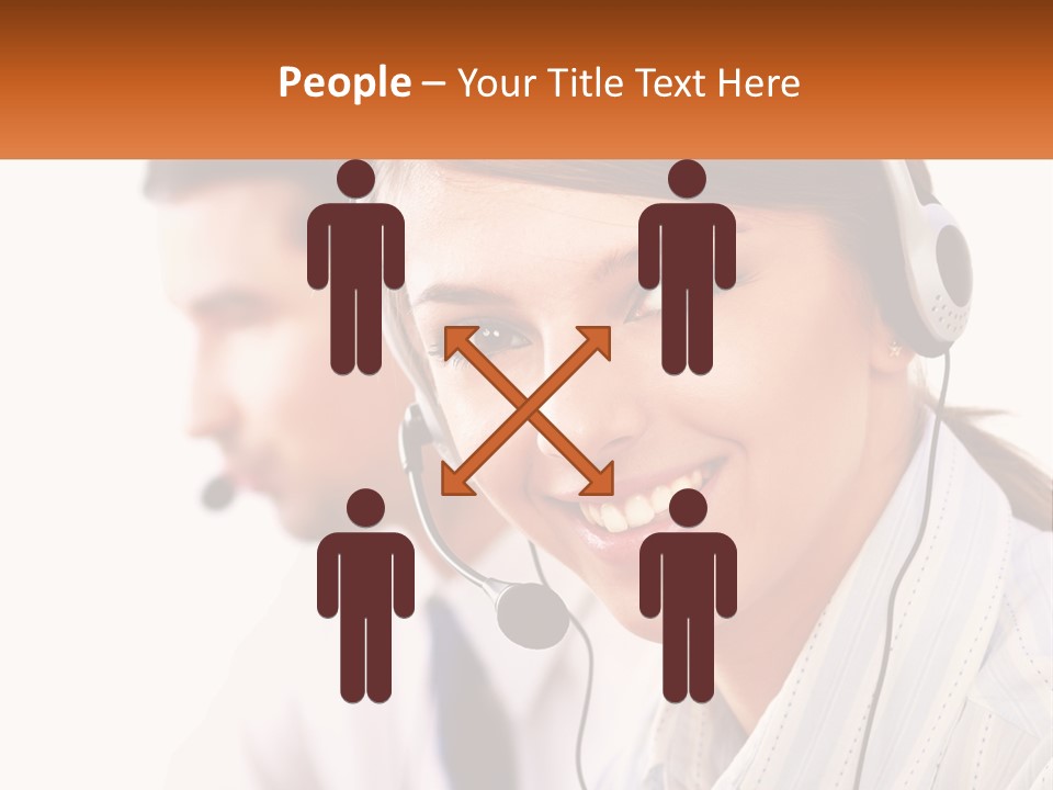 A Woman Wearing A Headset With A Man In The Background PowerPoint Template