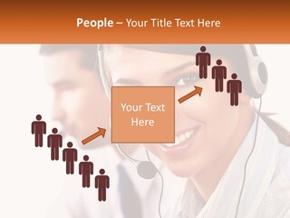 A Woman Wearing A Headset With A Man In The Background PowerPoint Template