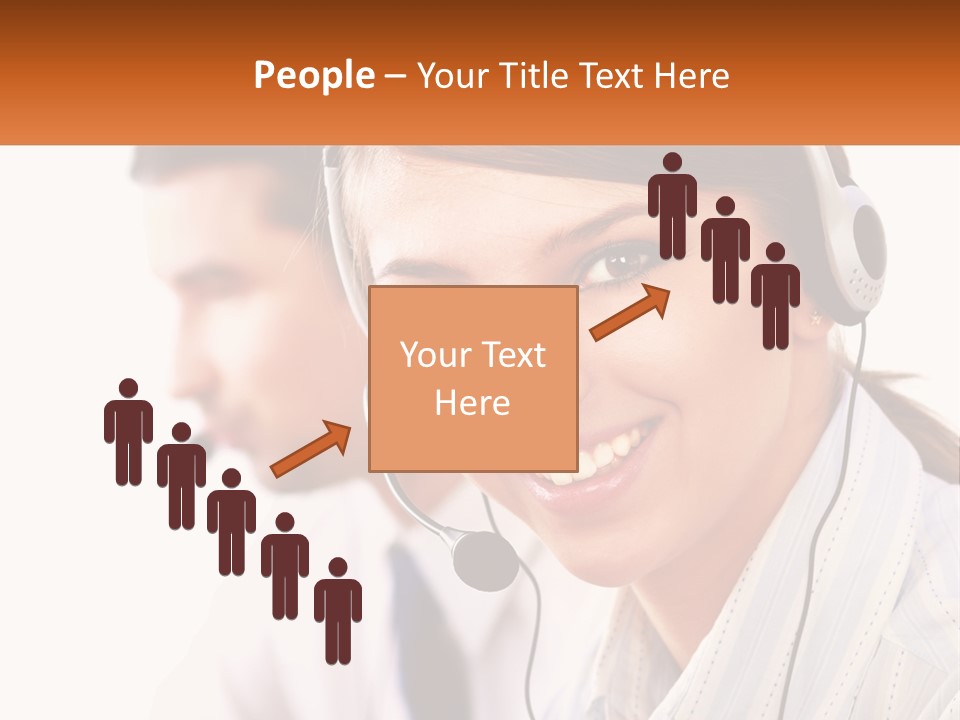 A Woman Wearing A Headset With A Man In The Background PowerPoint Template
