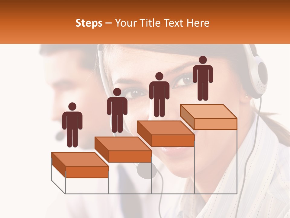 A Woman Wearing A Headset With A Man In The Background PowerPoint Template