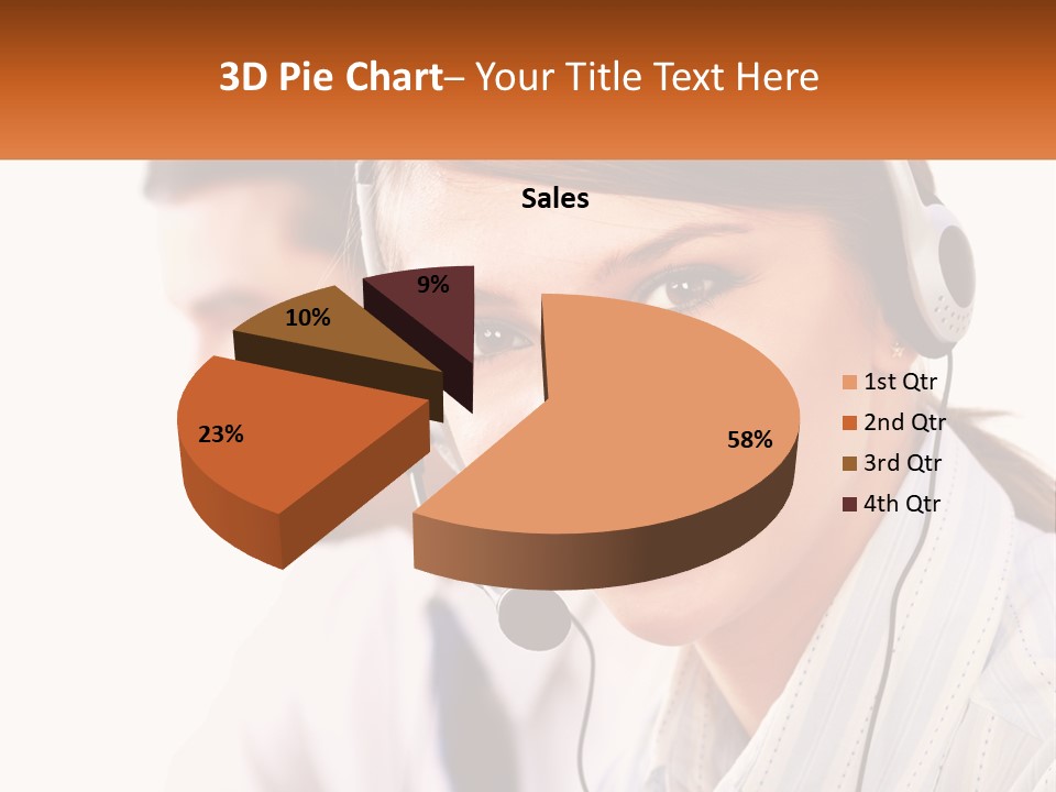 A Woman Wearing A Headset With A Man In The Background PowerPoint Template