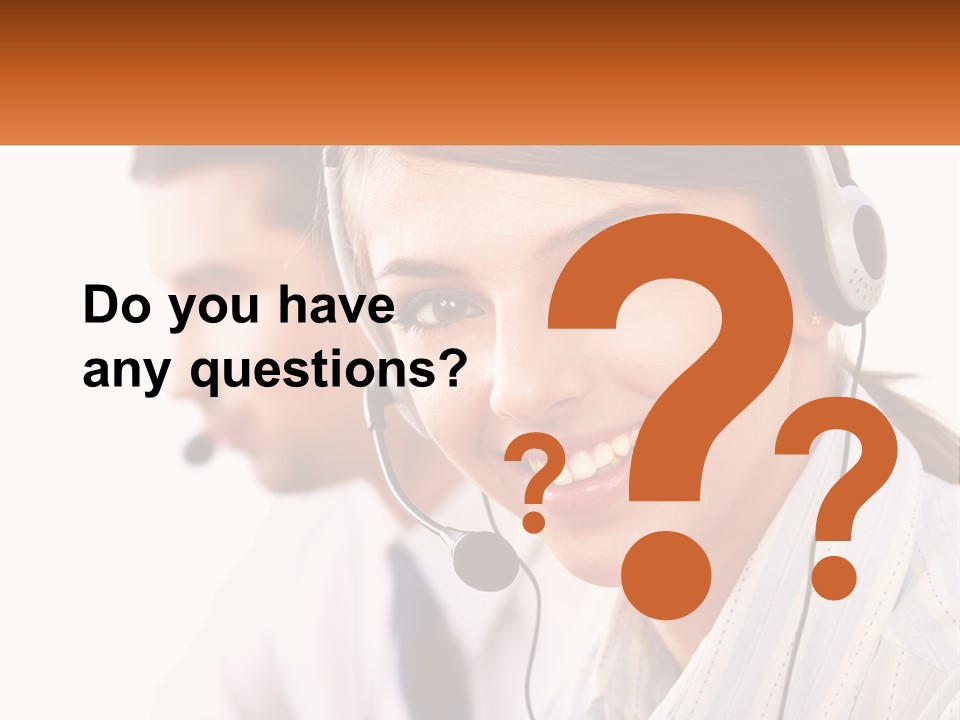 A Woman Wearing A Headset With A Man In The Background PowerPoint Template