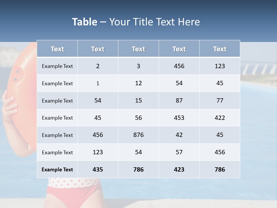 A Little Girl Holding An Orange Life Preserver In Front Of A Swimming Pool PowerPoint Template