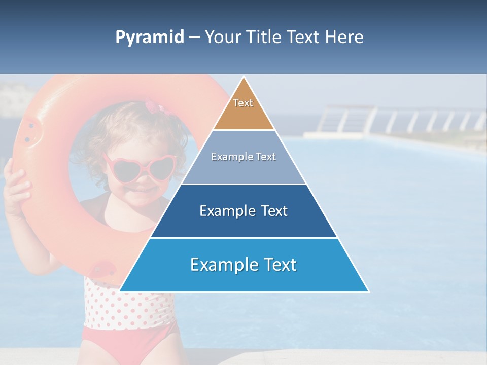 A Little Girl Holding An Orange Life Preserver In Front Of A Swimming Pool PowerPoint Template