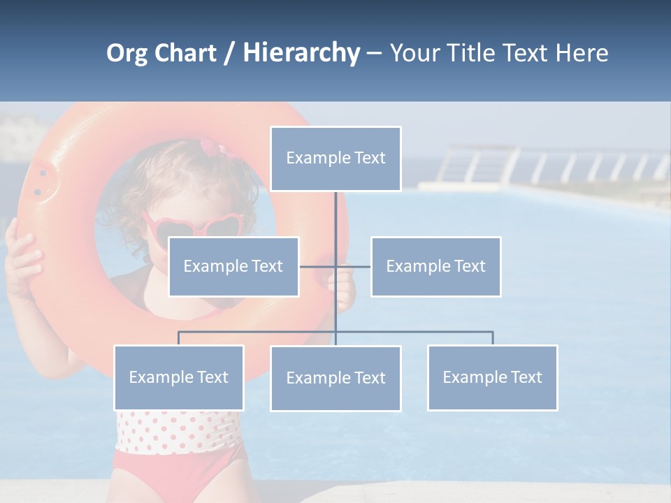 A Little Girl Holding An Orange Life Preserver In Front Of A Swimming Pool PowerPoint Template