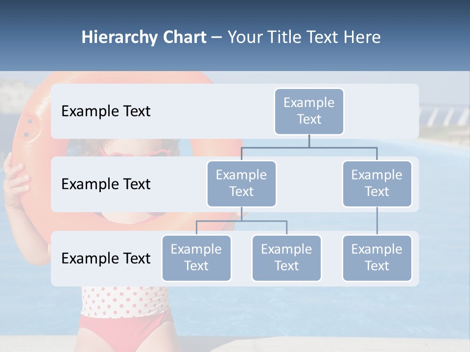 A Little Girl Holding An Orange Life Preserver In Front Of A Swimming Pool PowerPoint Template