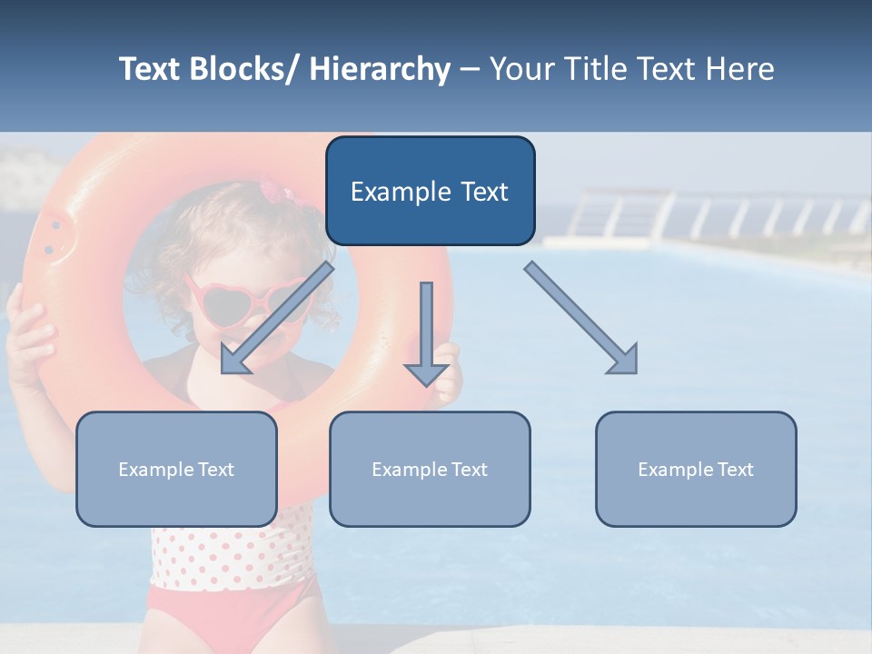 A Little Girl Holding An Orange Life Preserver In Front Of A Swimming Pool PowerPoint Template