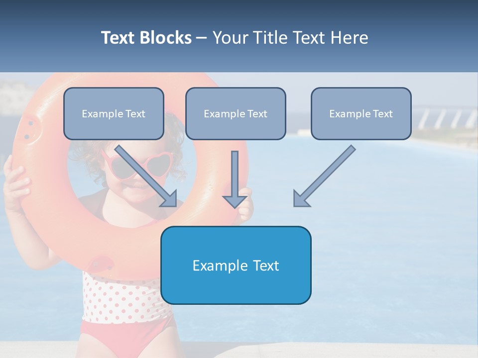 A Little Girl Holding An Orange Life Preserver In Front Of A Swimming Pool PowerPoint Template