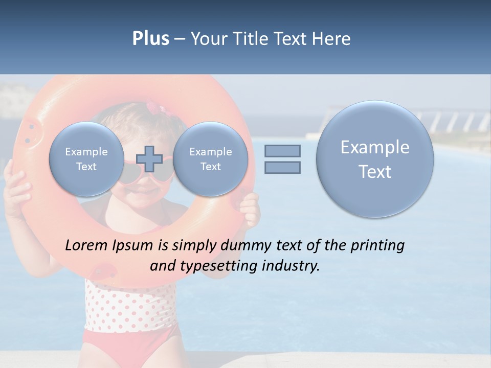 A Little Girl Holding An Orange Life Preserver In Front Of A Swimming Pool PowerPoint Template