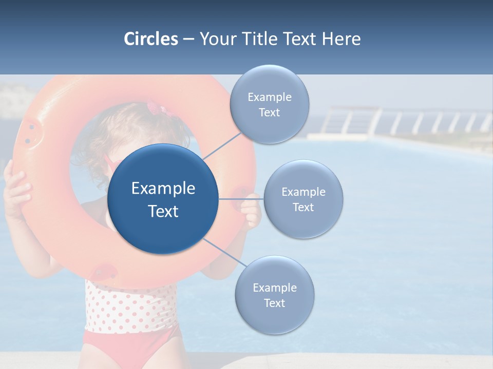 A Little Girl Holding An Orange Life Preserver In Front Of A Swimming Pool PowerPoint Template