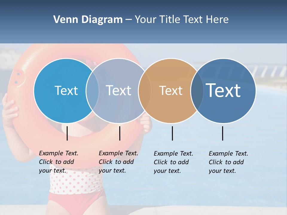 A Little Girl Holding An Orange Life Preserver In Front Of A Swimming Pool PowerPoint Template