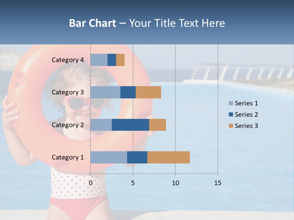 A Little Girl Holding An Orange Life Preserver In Front Of A Swimming Pool PowerPoint Template