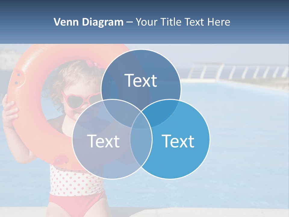 A Little Girl Holding An Orange Life Preserver In Front Of A Swimming Pool PowerPoint Template