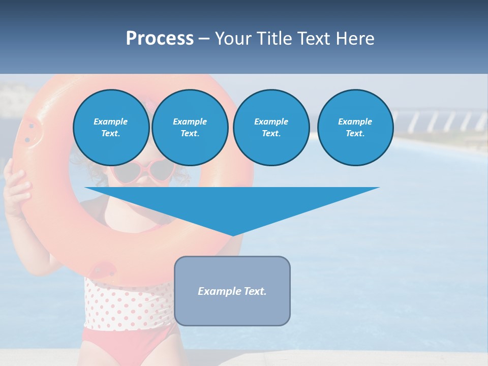 A Little Girl Holding An Orange Life Preserver In Front Of A Swimming Pool PowerPoint Template