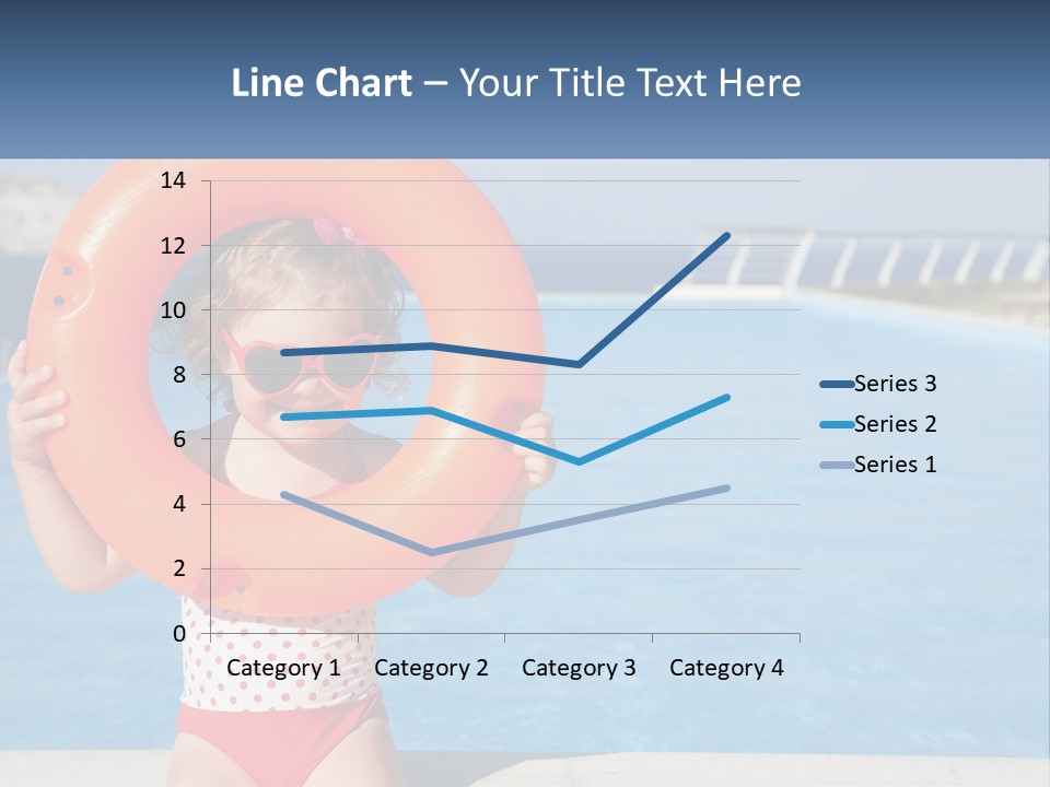 A Little Girl Holding An Orange Life Preserver In Front Of A Swimming Pool PowerPoint Template