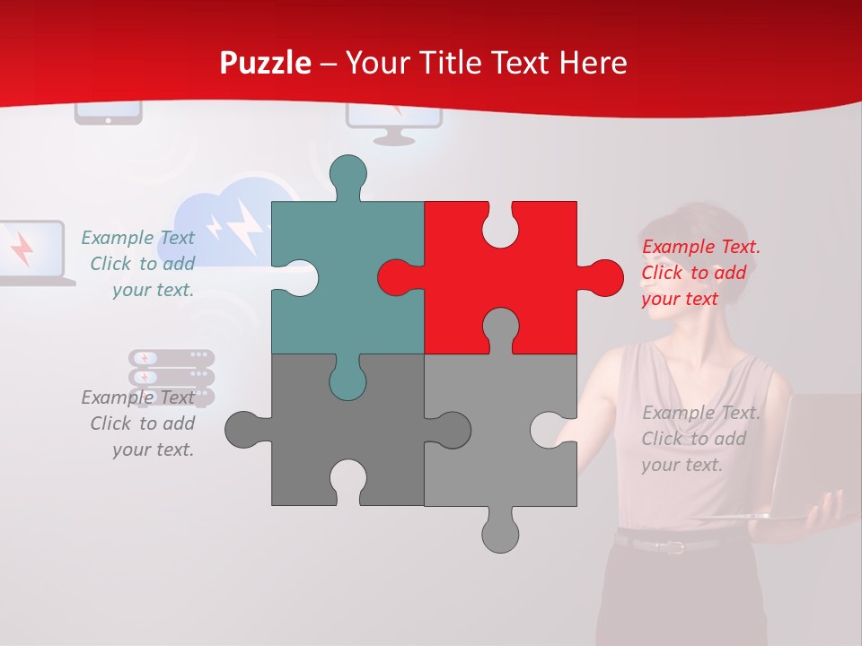 A Woman Holding A Laptop In Her Hands PowerPoint Template