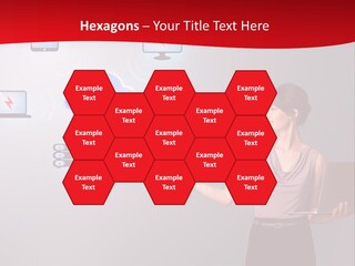 A Woman Holding A Laptop In Her Hands PowerPoint Template