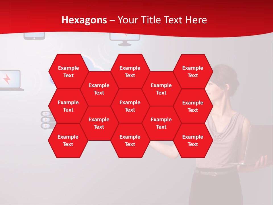 A Woman Holding A Laptop In Her Hands PowerPoint Template