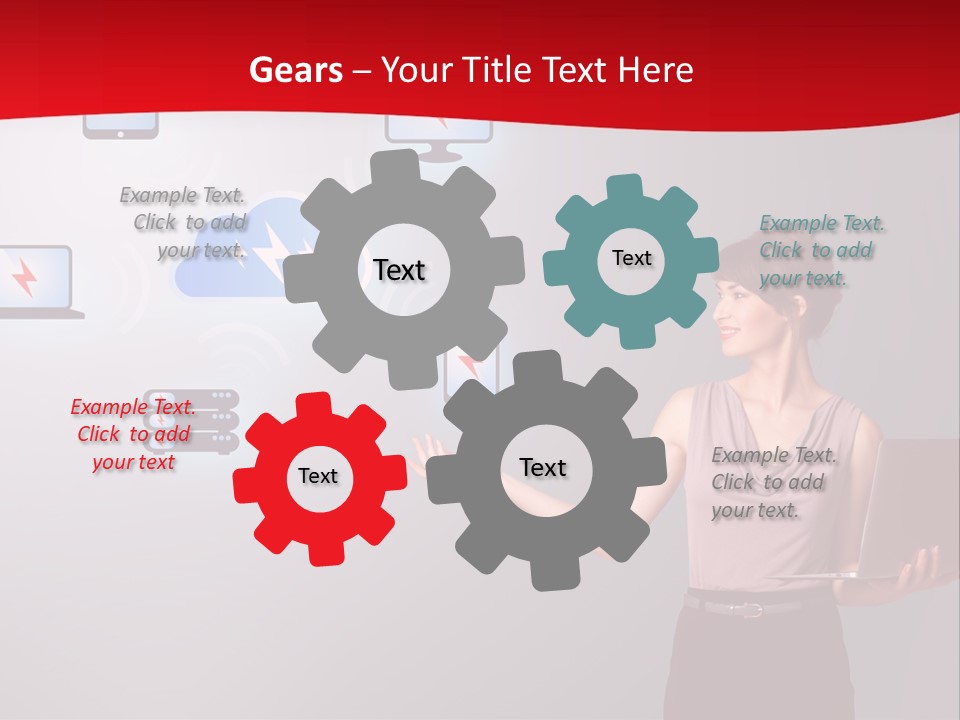 A Woman Holding A Laptop In Her Hands PowerPoint Template
