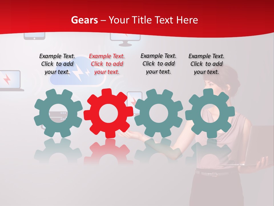 A Woman Holding A Laptop In Her Hands PowerPoint Template