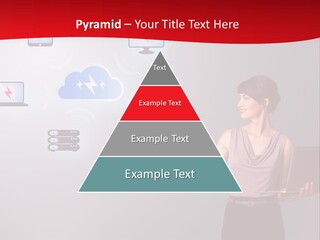 A Woman Holding A Laptop In Her Hands PowerPoint Template